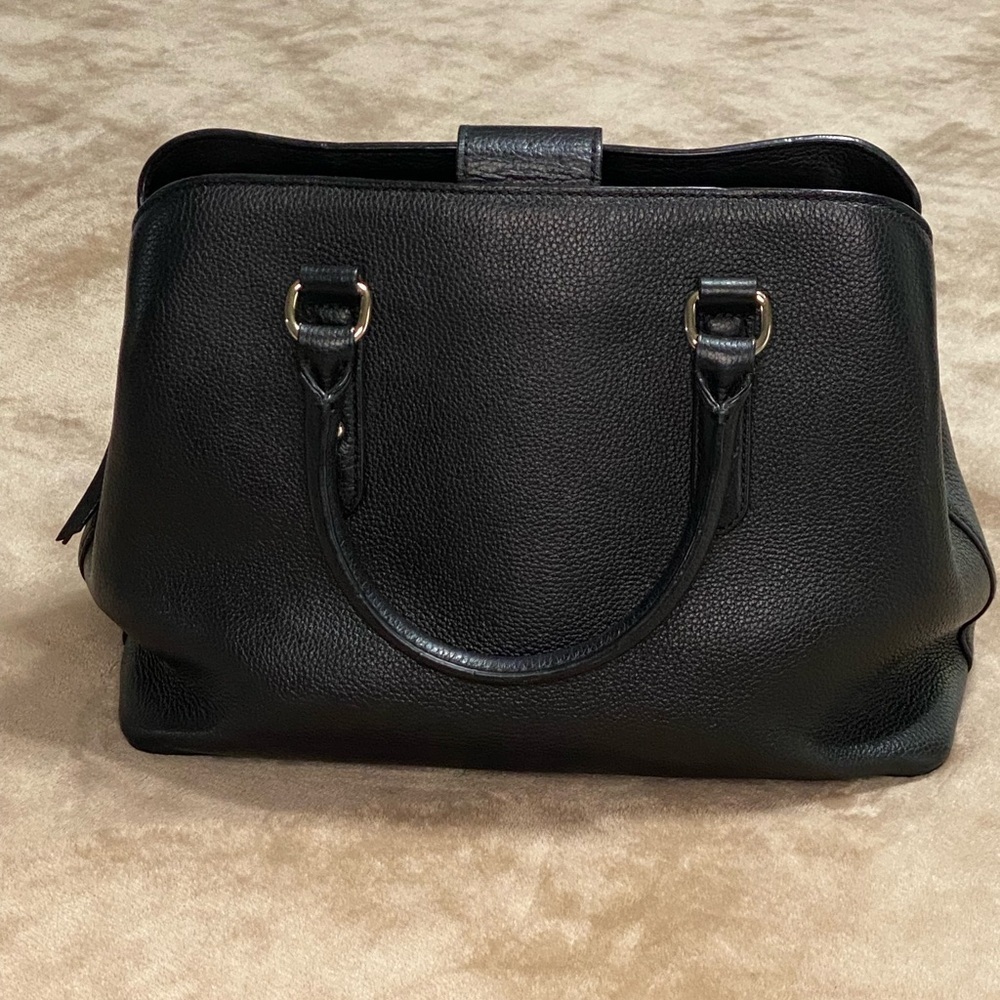 Kate Spade Evangeline Black Leather Satchel Bag Purse - Picture 2 of 9